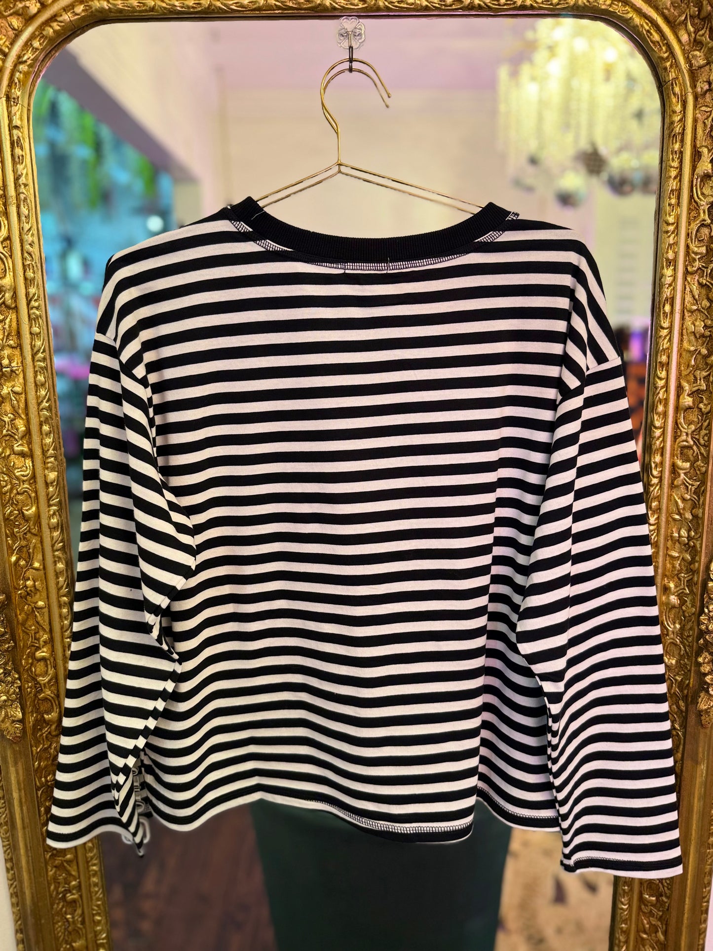 Boo'd Up Striped Ghost Appliqué Top