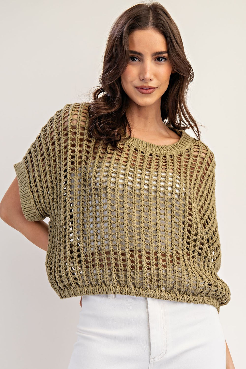 Breezy Crochet Short Sleeve Top