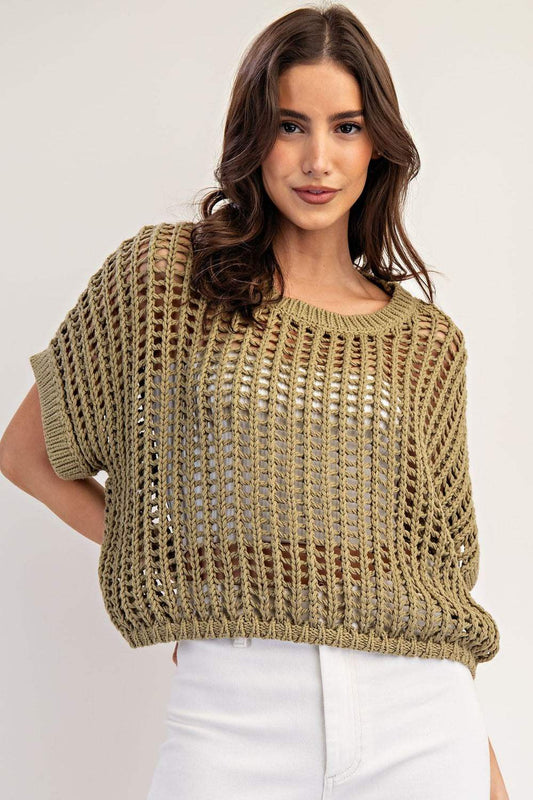 Breezy Crochet Short Sleeve Top