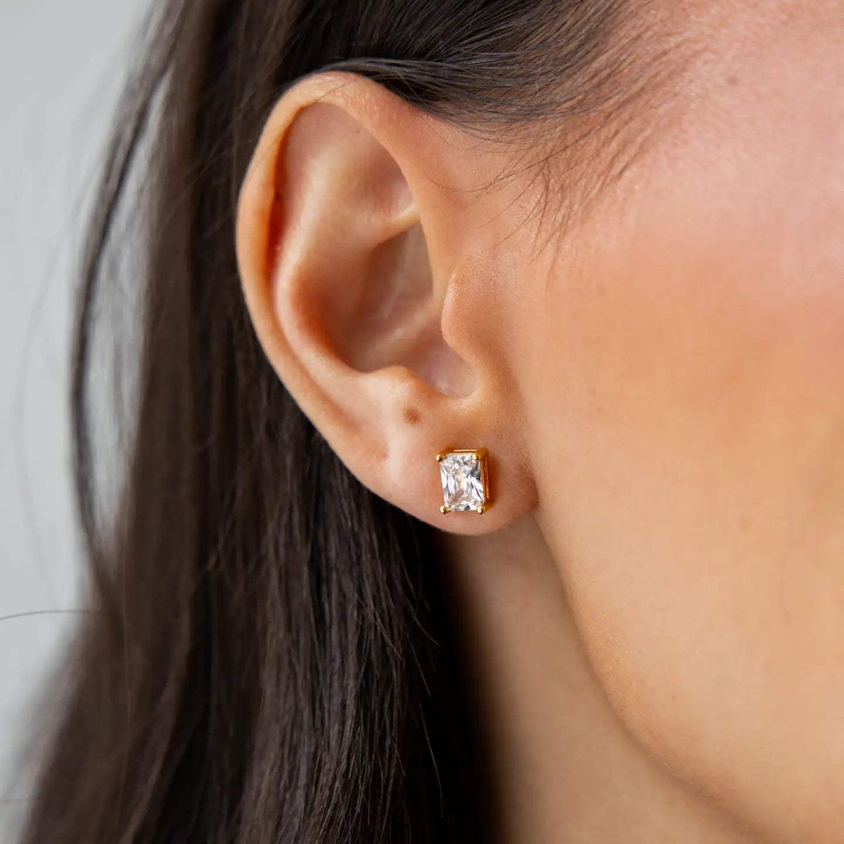 Gold Baguette Everyday Stud Earrings