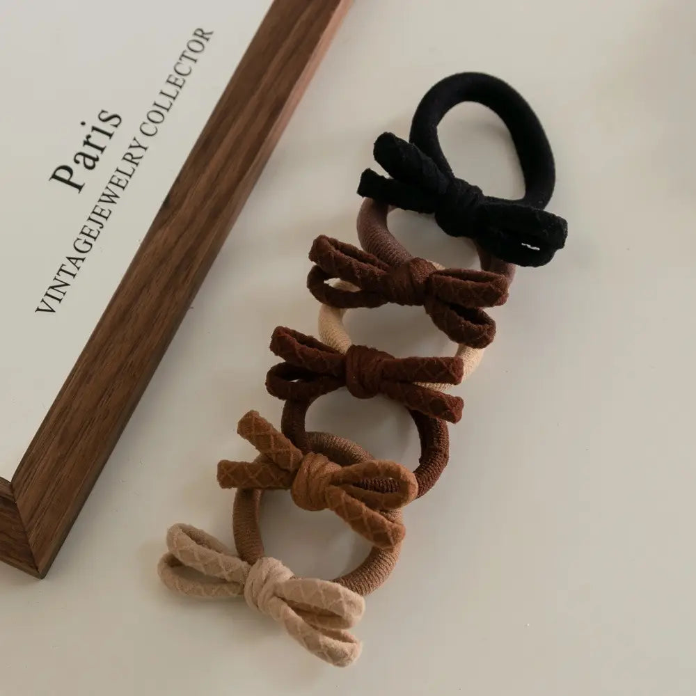 Seamless Neutral Bow Hair Ties | Set of 5