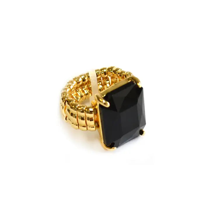 Rectangular Crystal Cocktail Ring