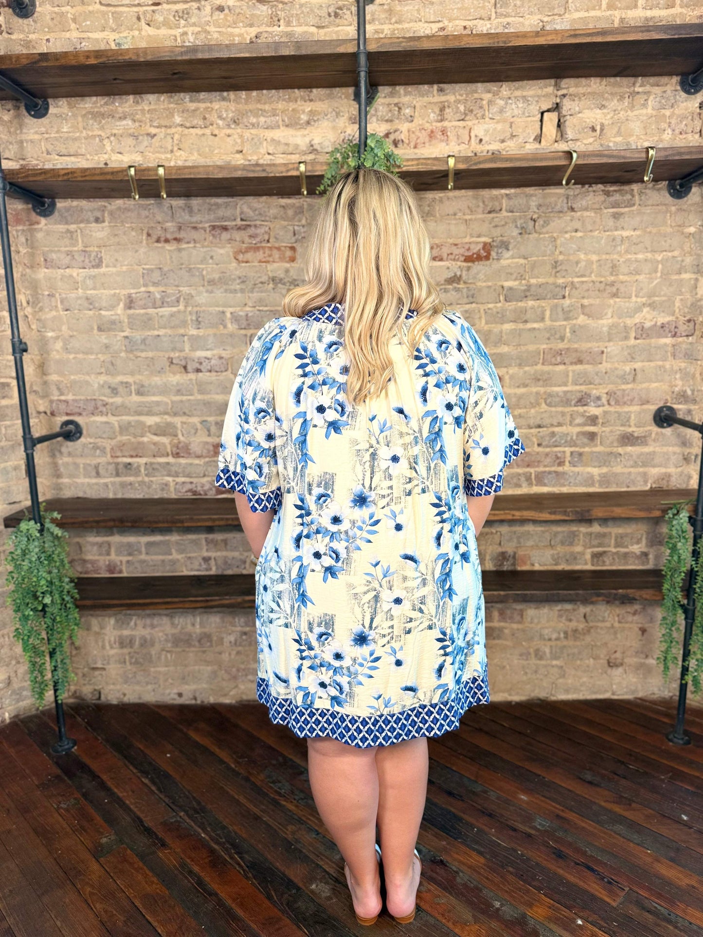 PLUS SIZE | Blue Skies Ahead Floral Mini Dress