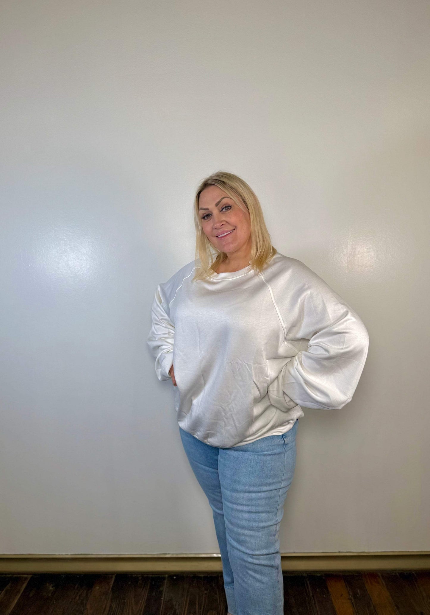 Aisha Round Neck Scuba Sweatshirt | PLUS SIZE AVAILABLE