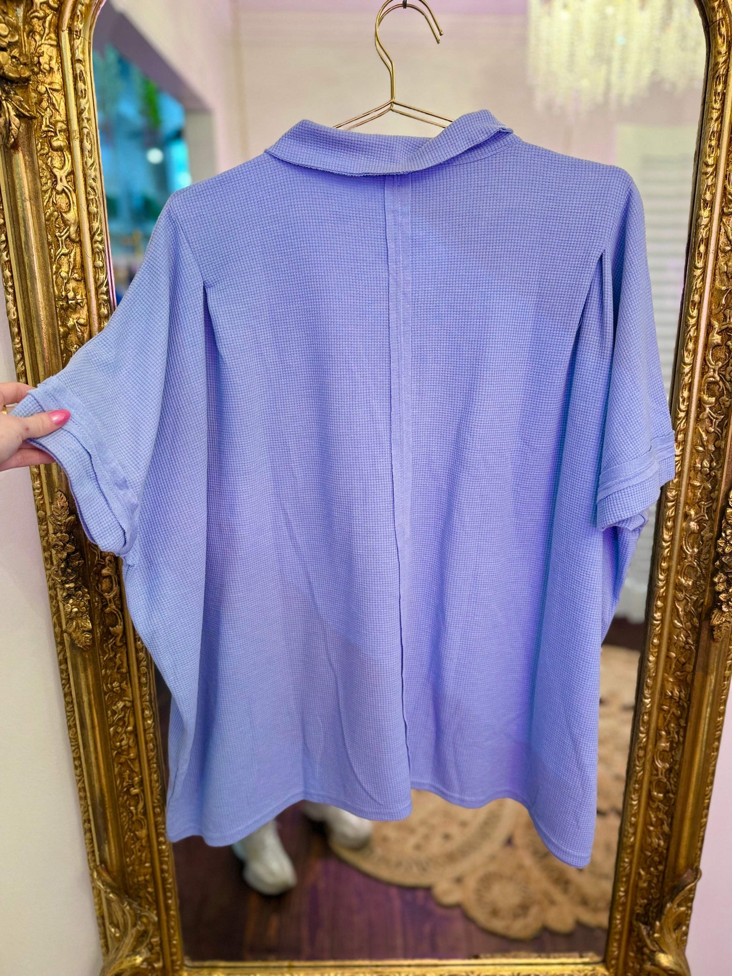 PLUS SIZE | Waffle Knit Button Down Top