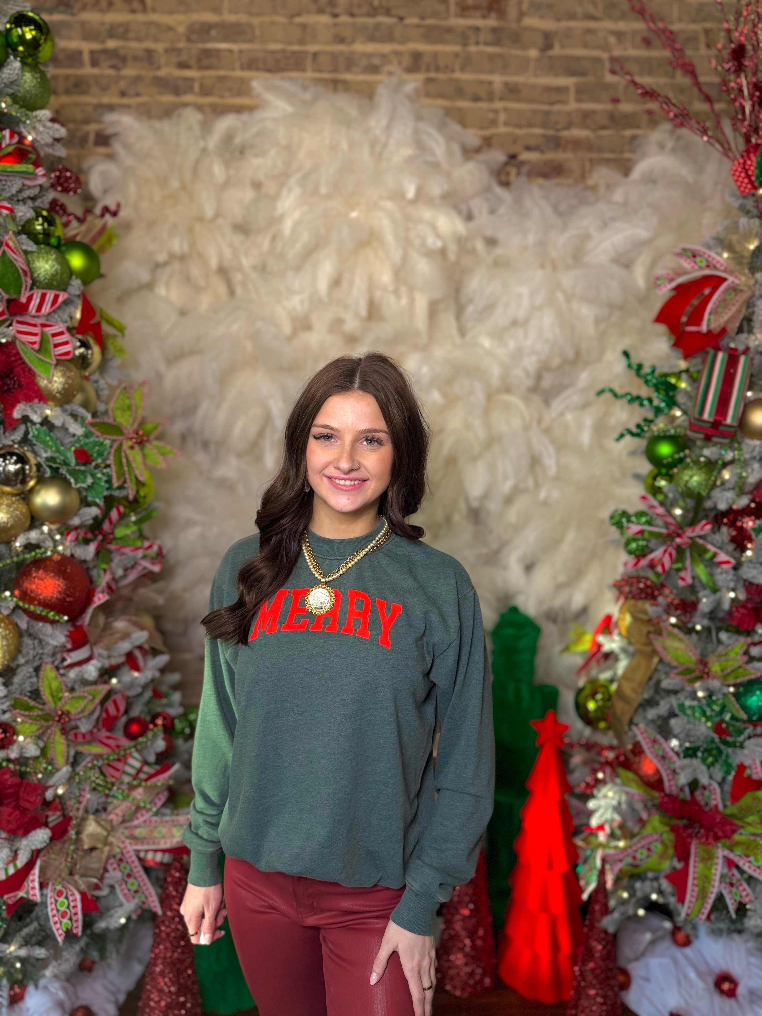 'Merry' Mineral Wash Graphic Sweatshirt