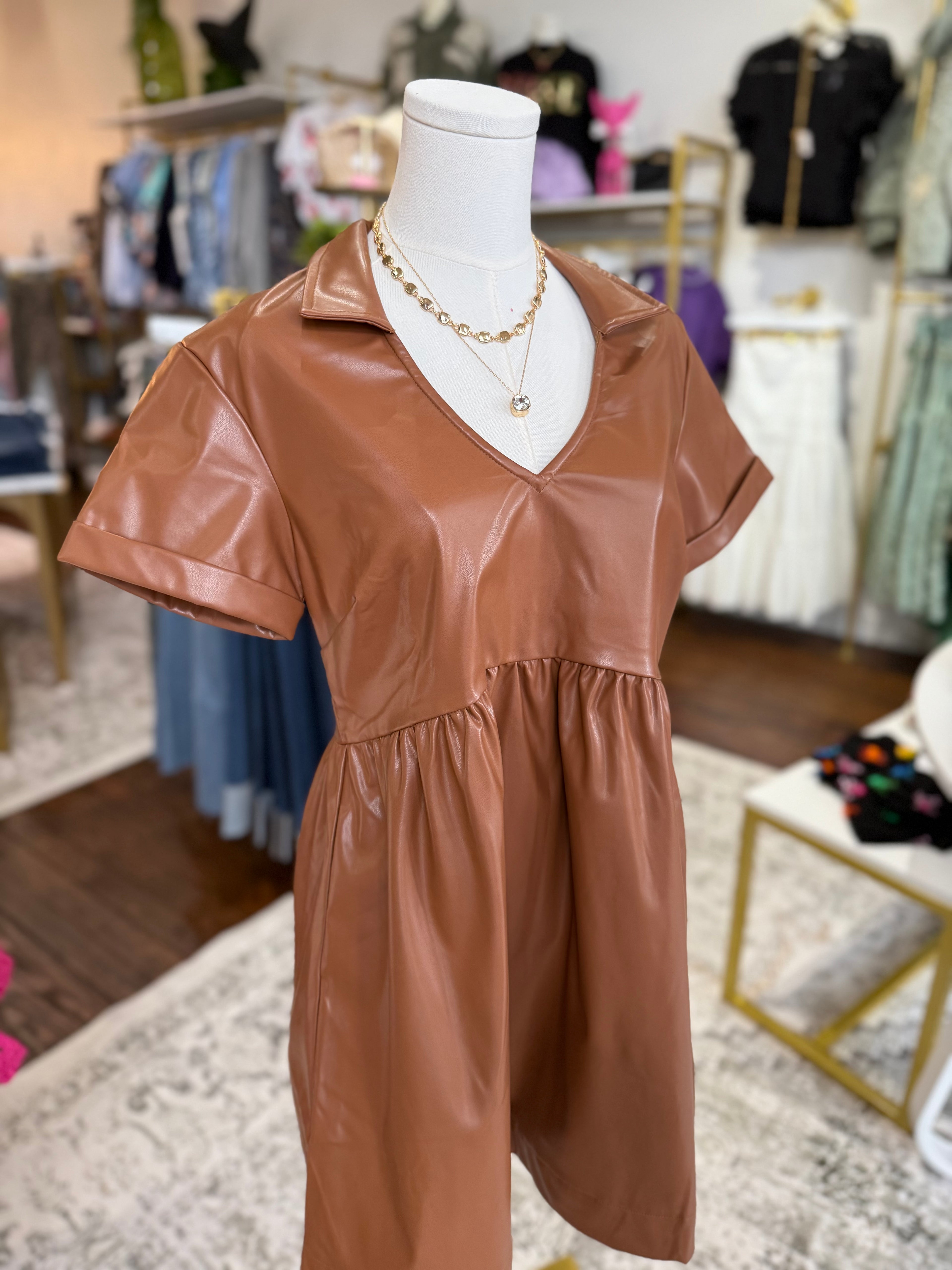 Desert Dunes Pleather Mini Dress