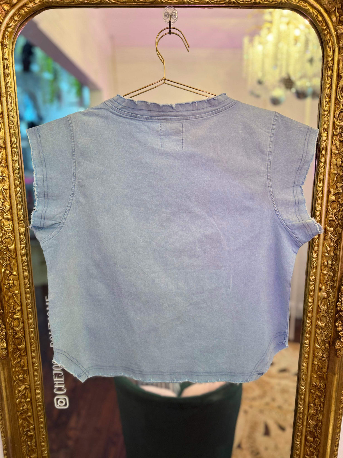 Game Day Denim Football Patch Top