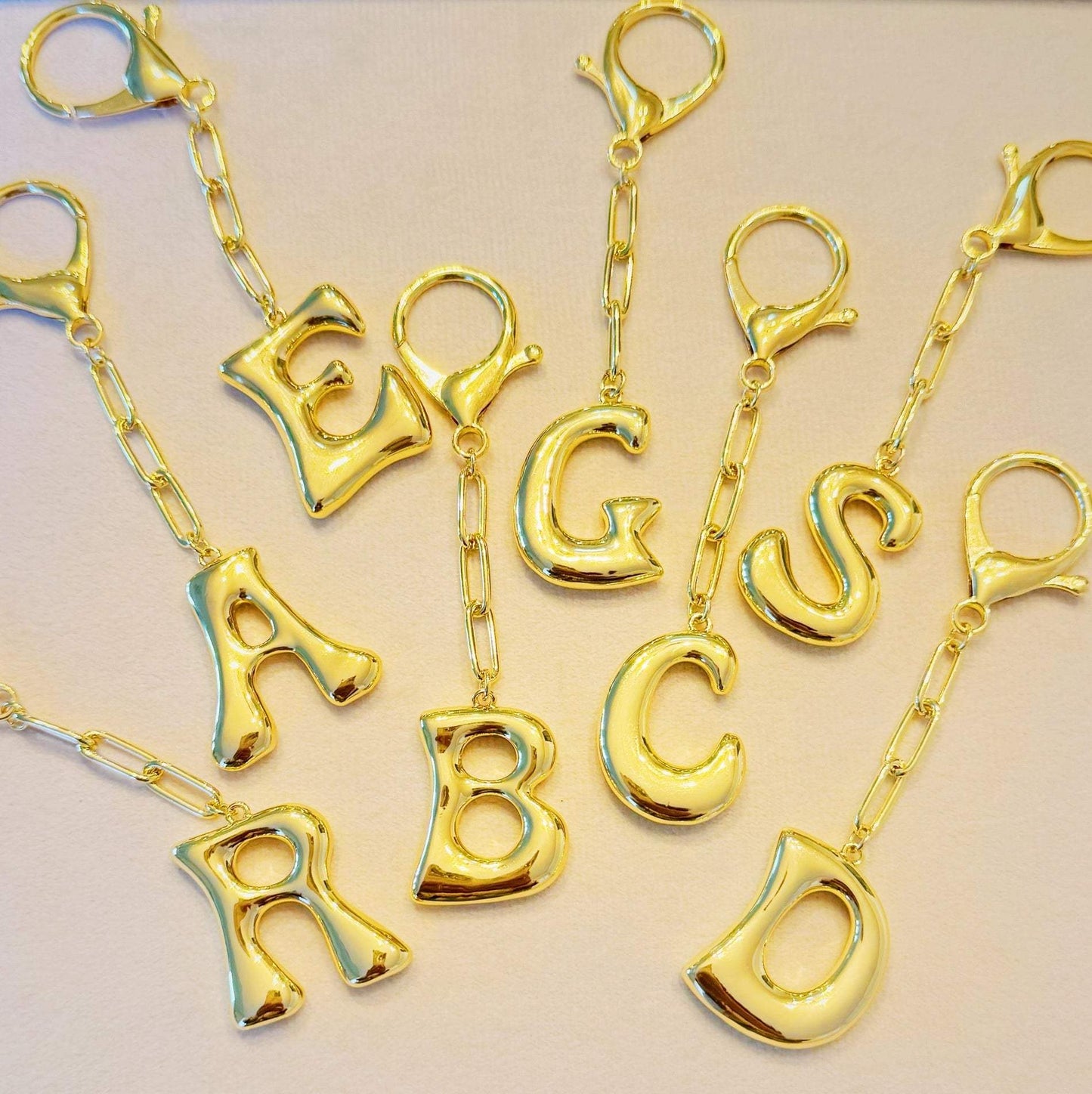 Gold Bubble Initial Purse Charm