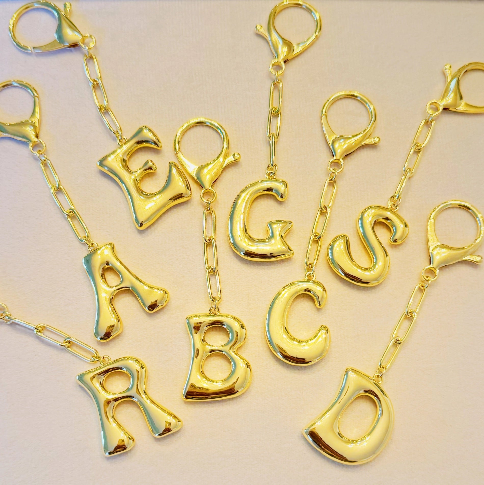 Gold Bubble Initial Purse Charm