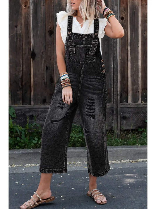 Elodie Distressed Denim Overalls
