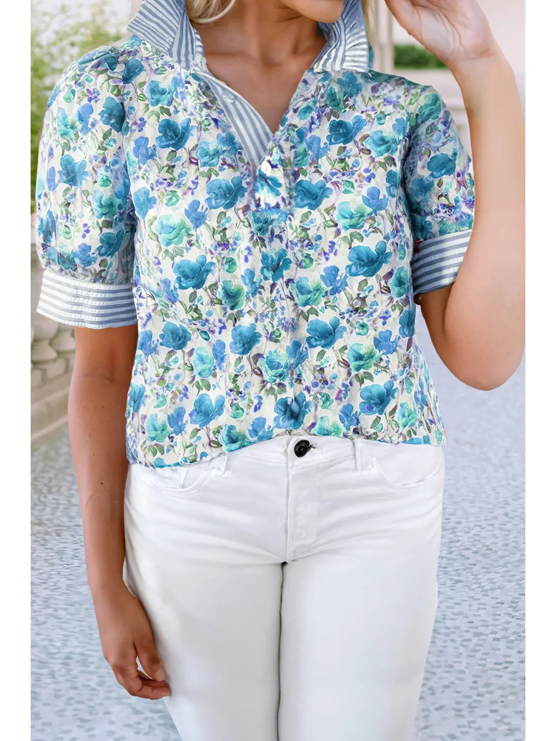 Juno Patchwork Collared Blouse