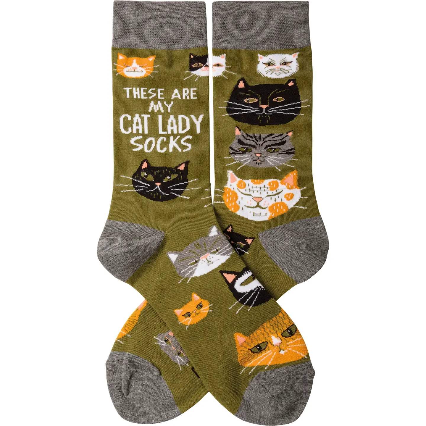 Classic Woven Crew Socks - Cats