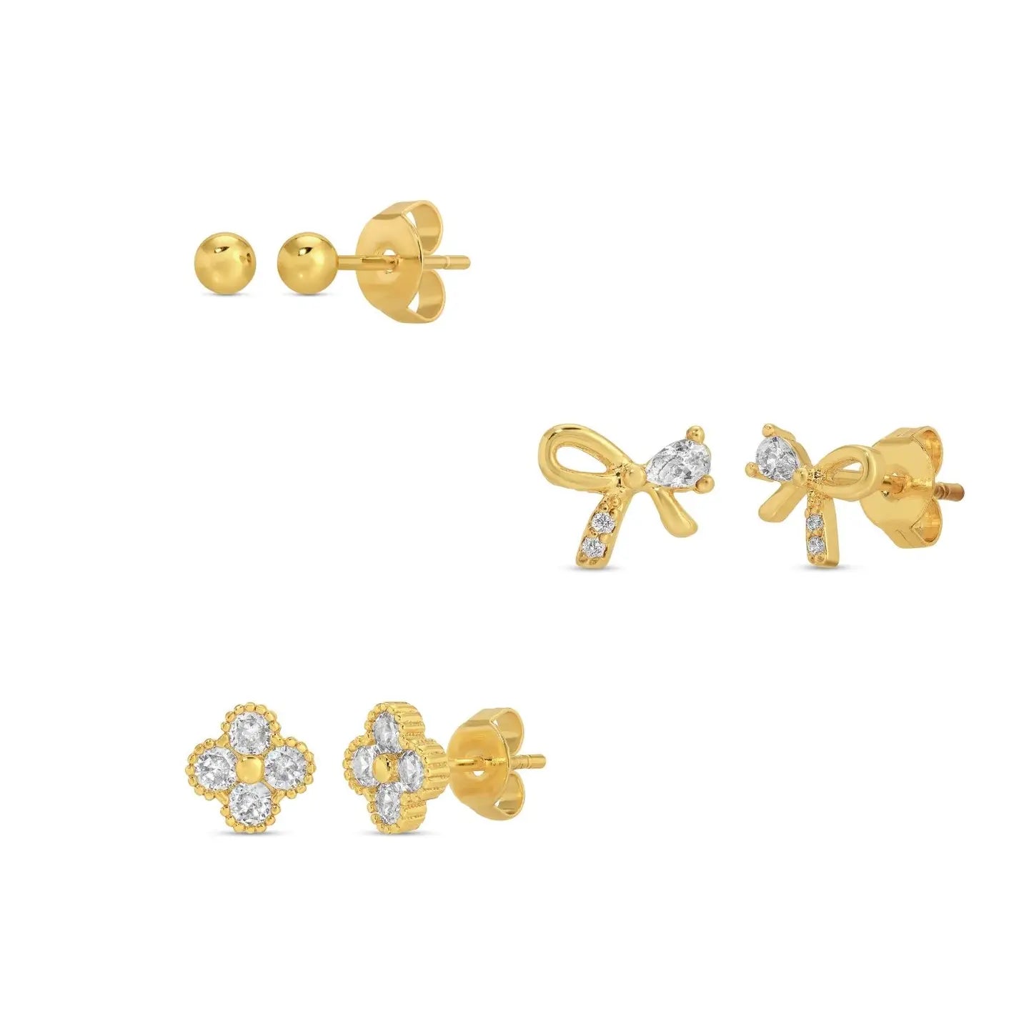 Velvet Tag Earring Studs | Set of 3