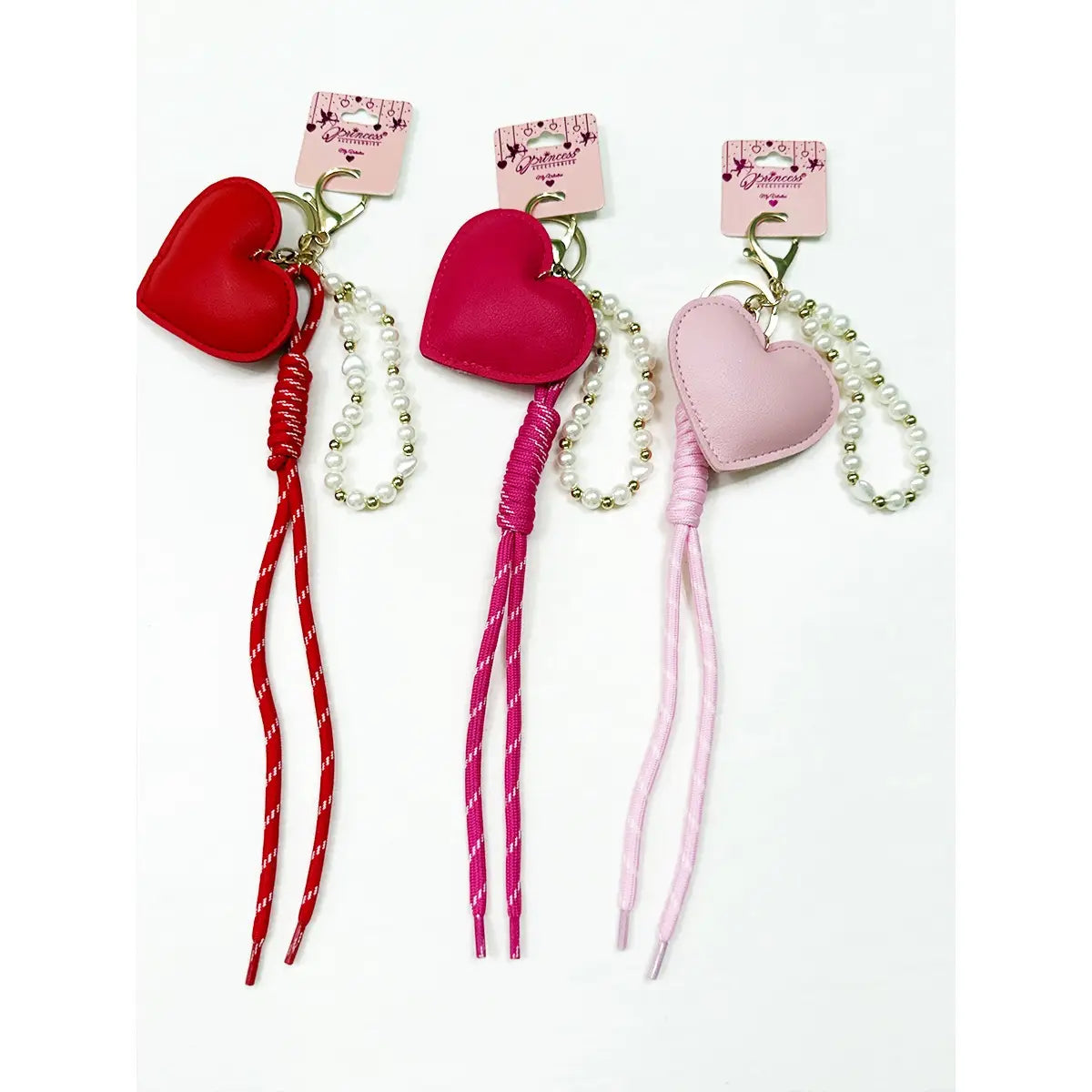 Pearls & Leather Heart Key Chain