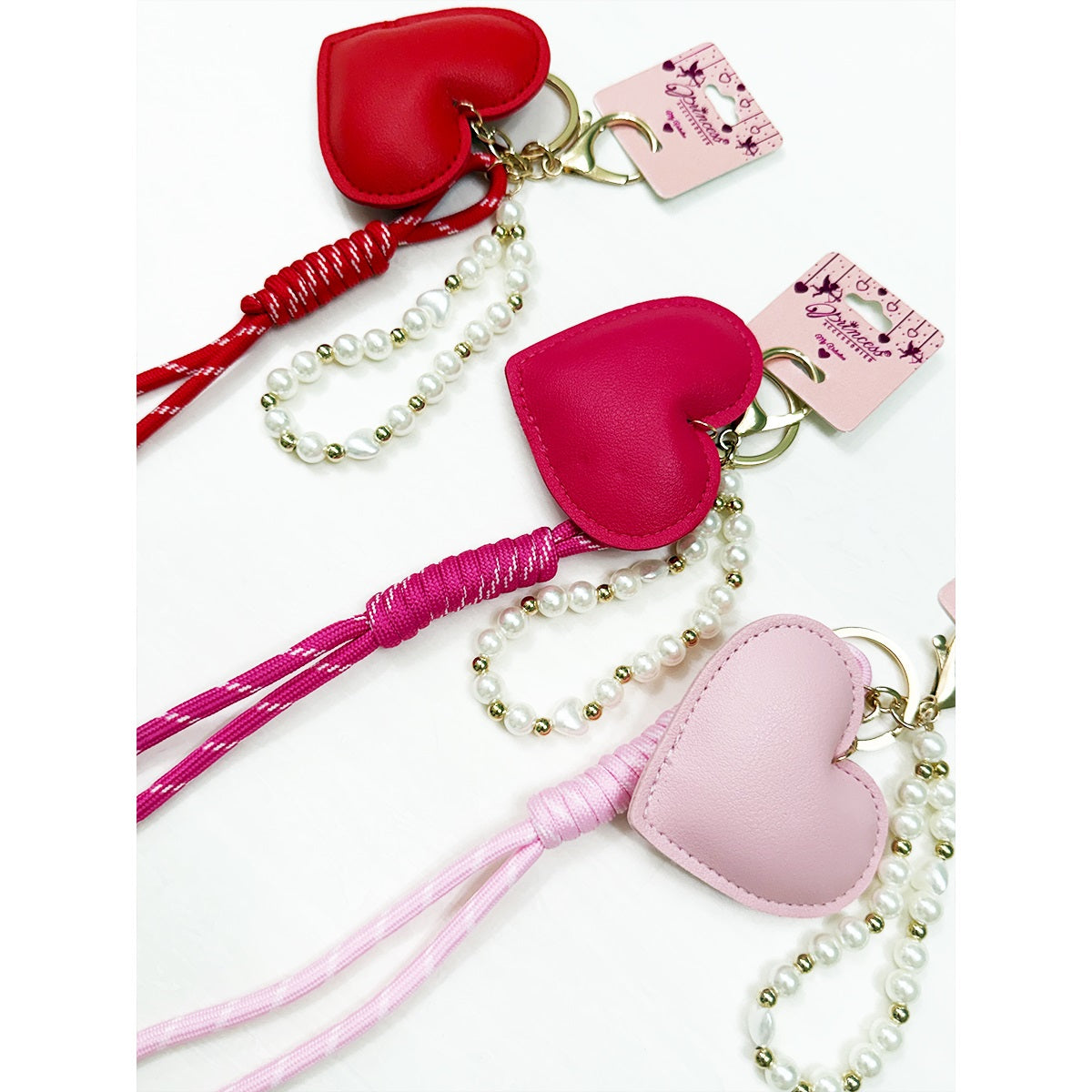 Pearls & Leather Heart Key Chain
