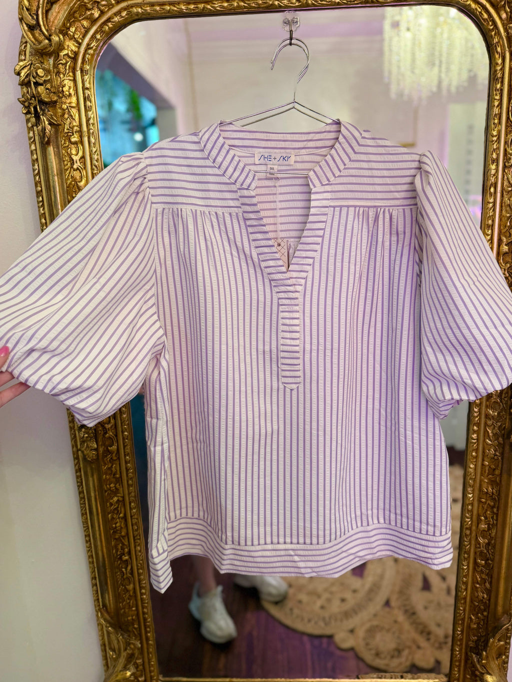PLUS SIZE | Annabeth Striped Puff Sleeve Top