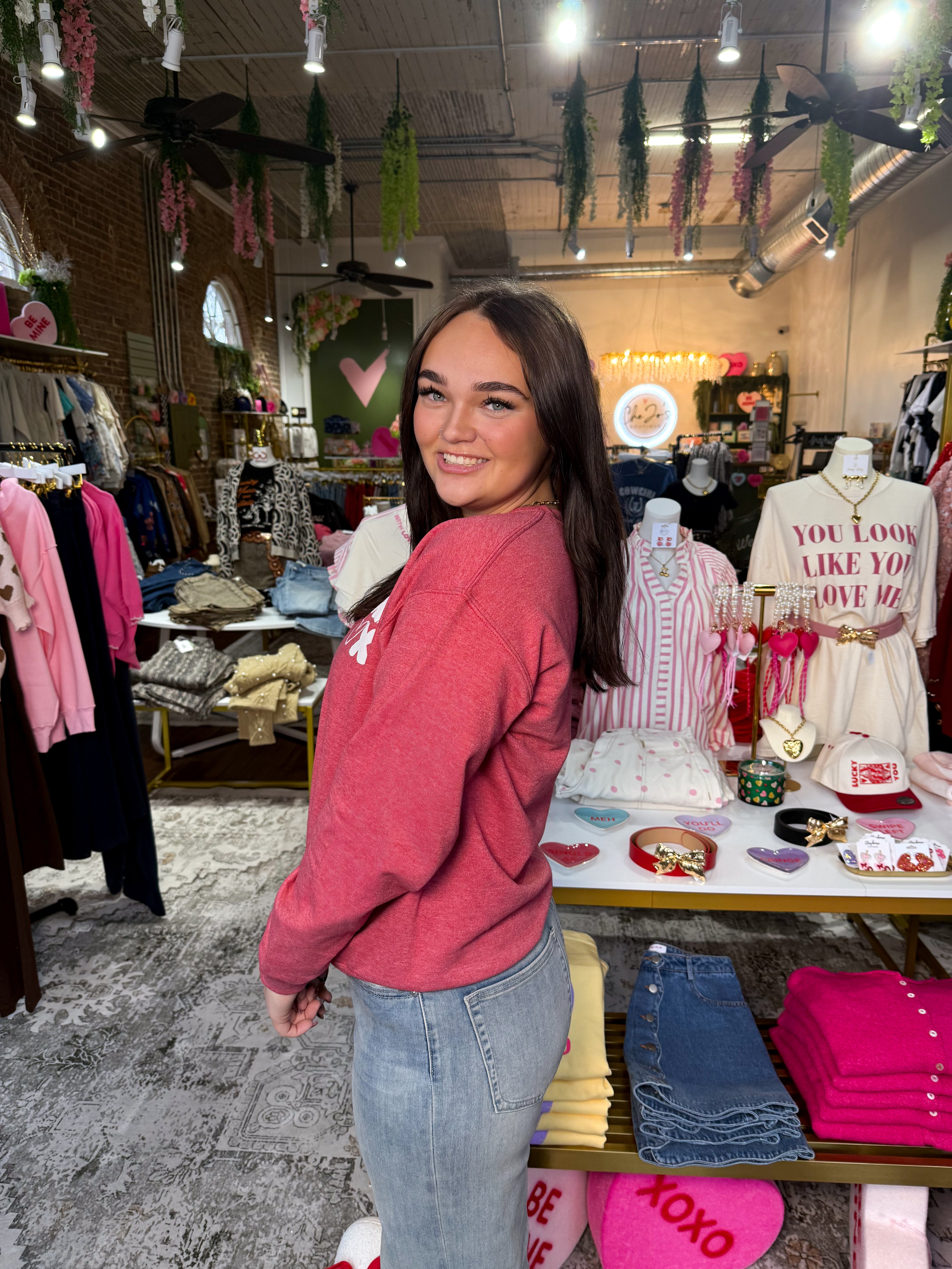 Heather Red XOXO Sweatshirt | PLUS SIZE AVAILABLE