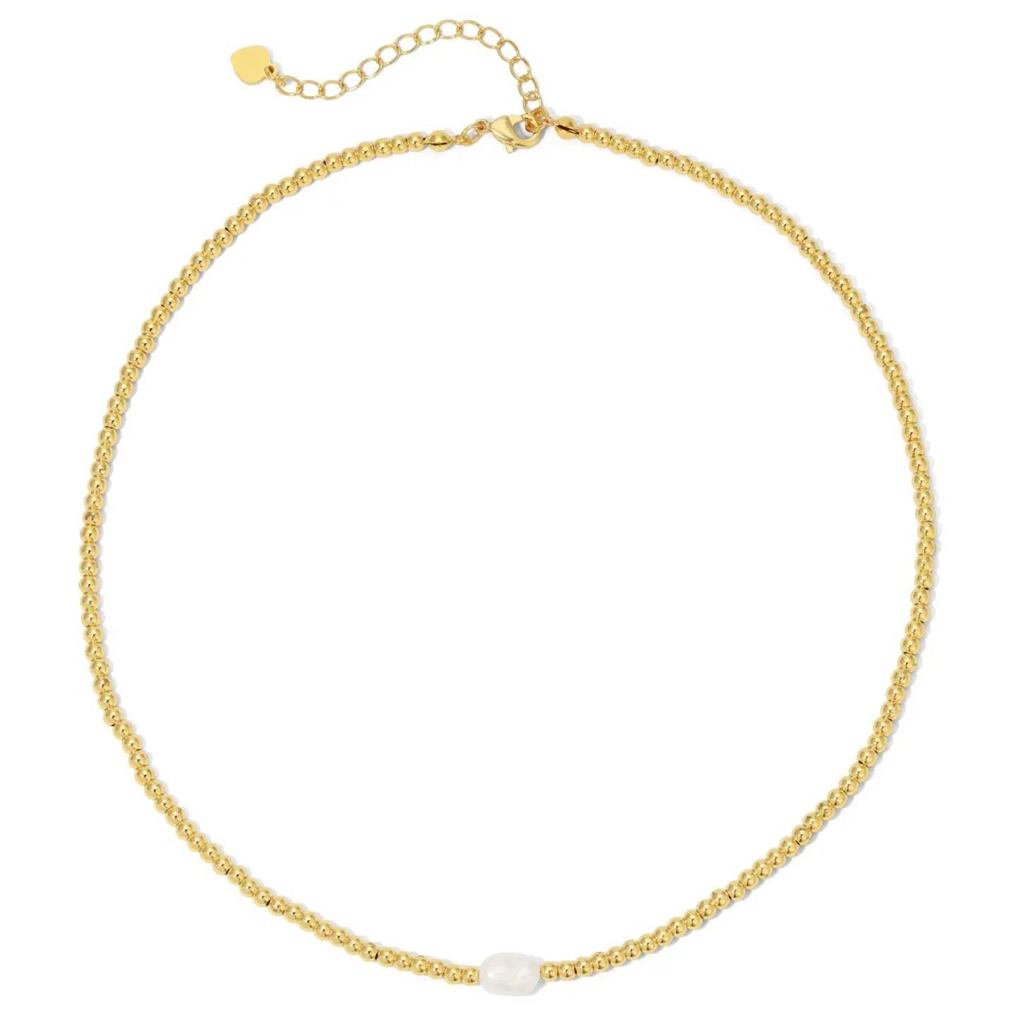 Gold & Pearl 3MM Beaded Necklace