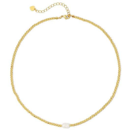 Gold & Pearl 3MM Beaded Necklace