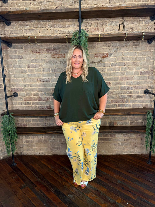 Lindee Floral Soft Stretch Twill Pants | PLUS SIZE AVAILABLE