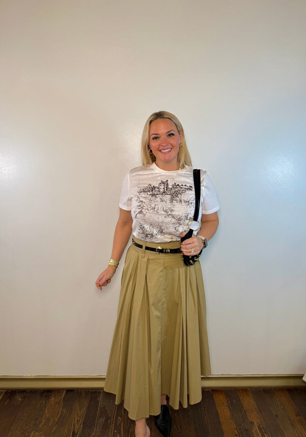 Wheat Field Pleated Midi Skirt