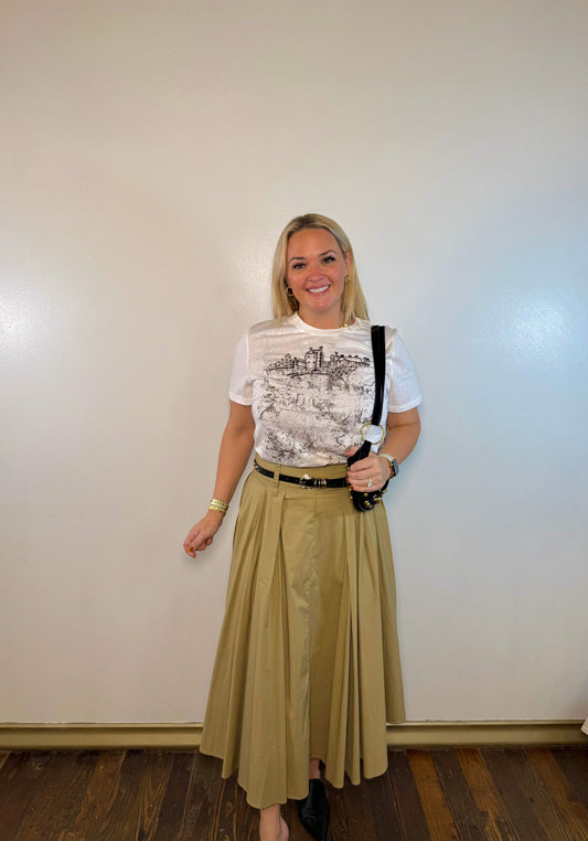 Wheat Field Pleated Midi Skirt