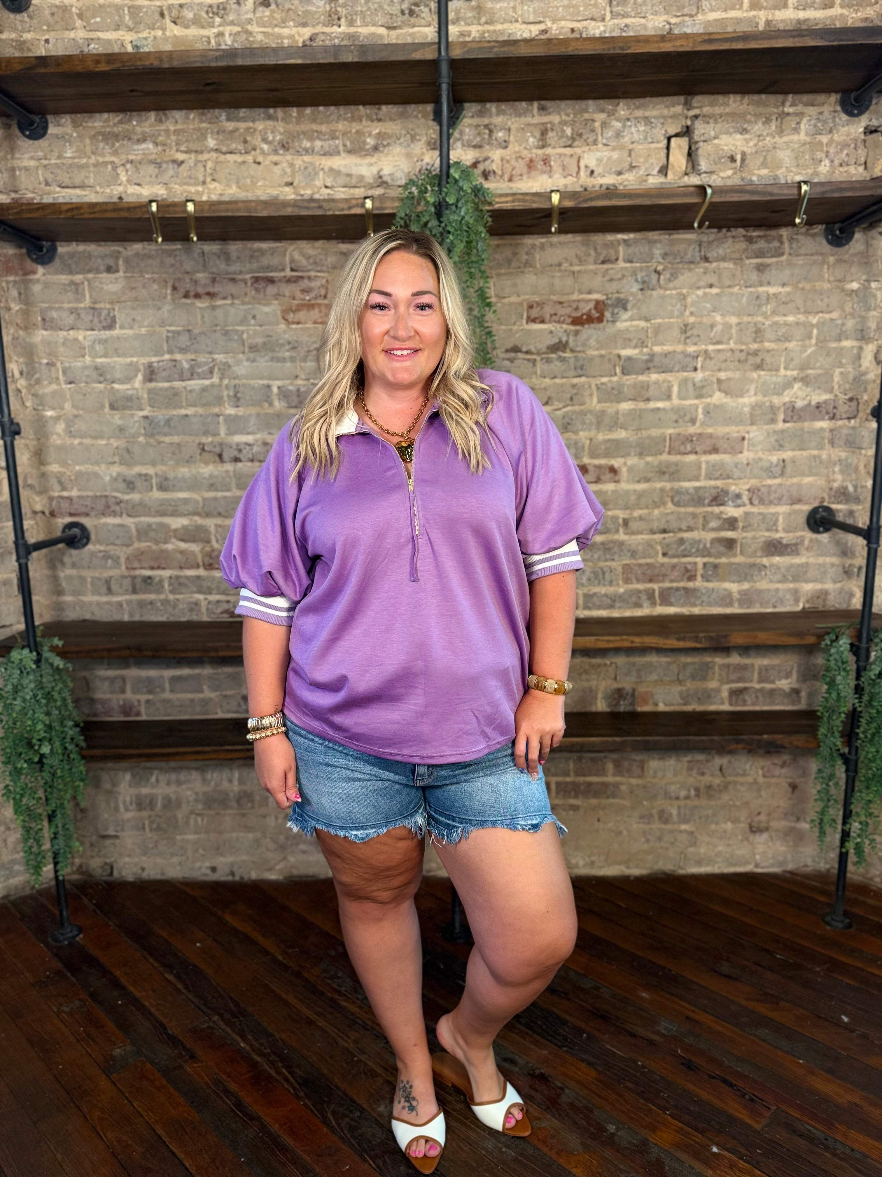 PLUS SIZE | Clyde Puff Raglan Knit Top
