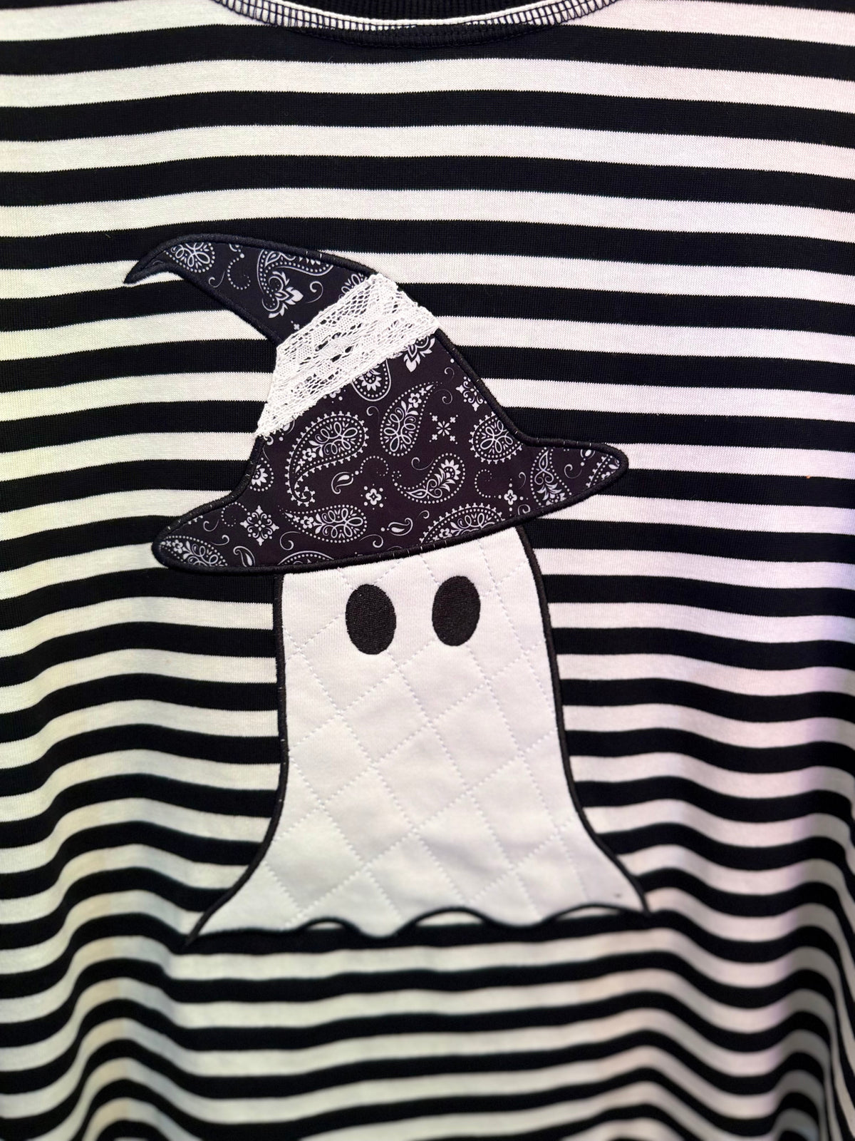 Boo'd Up Striped Ghost Appliqué Top