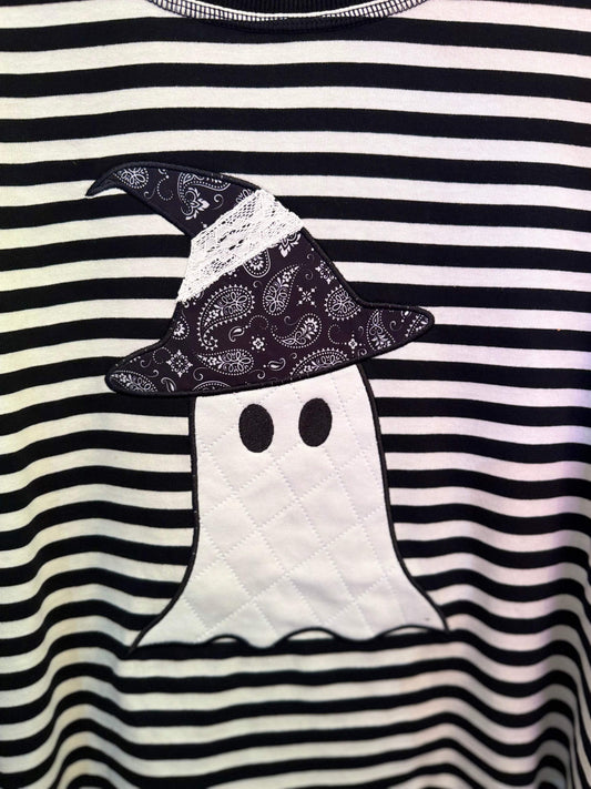Boo'd Up Striped Ghost Appliqué Top