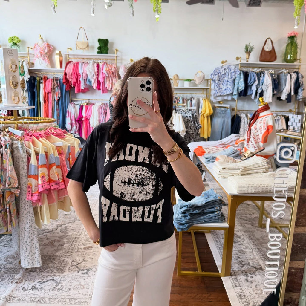 Sunday Funday Football Graphic Crop Tee