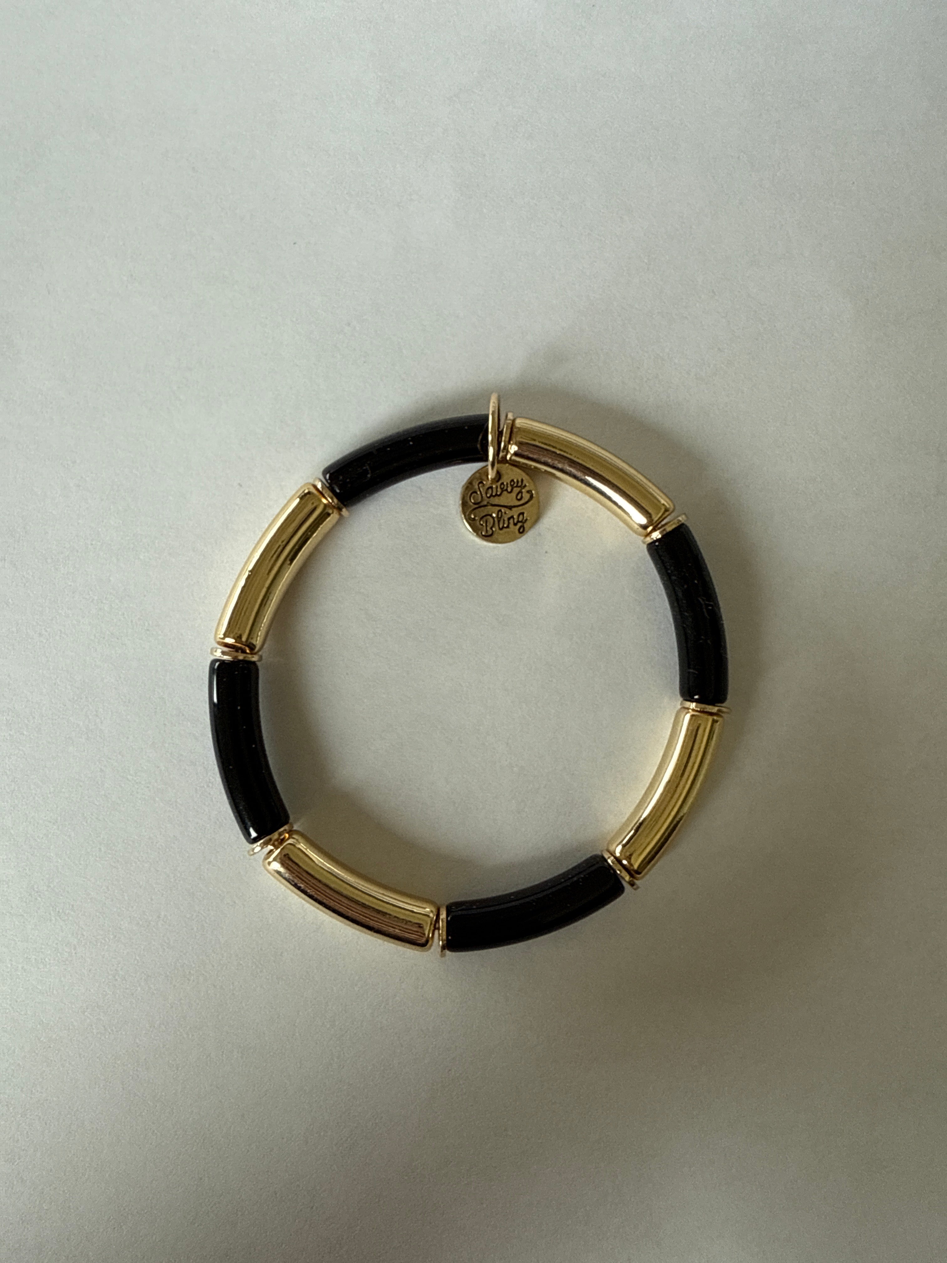 Small Gold Acrylic Bamboo Tube Bracelet