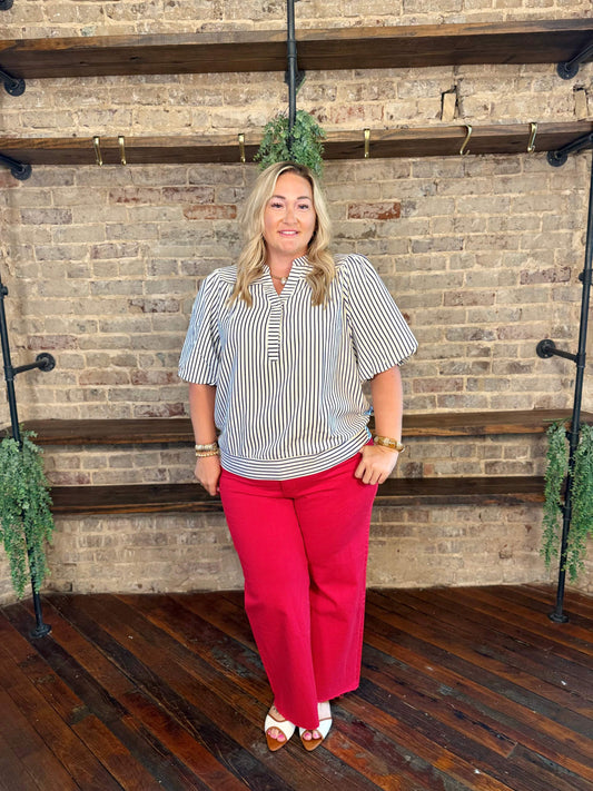 Meg High Rise Wide Leg Raw Hem Pants - Tomato | PLUS SIZE AVAILABLE | Kut from the Kloth