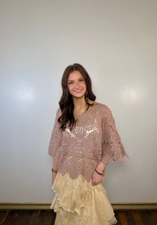 Hollow & Hem Crochet Lace Top