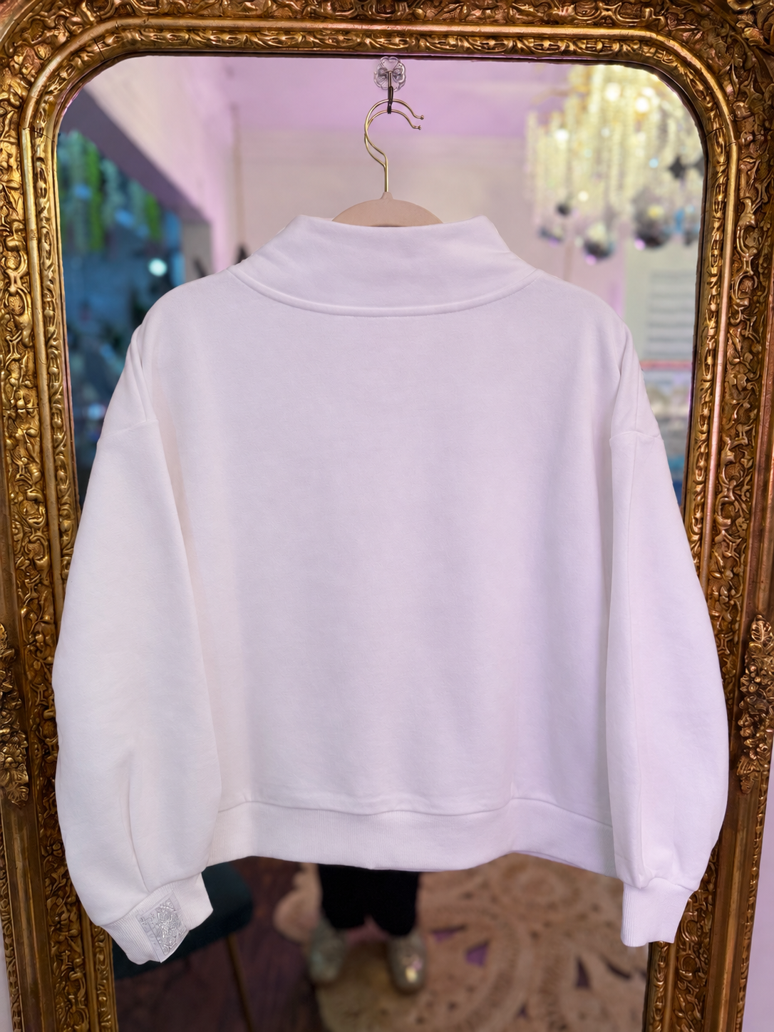 White Skier Girls Mock Neck Sweatshirt  | Queen of Sparkles