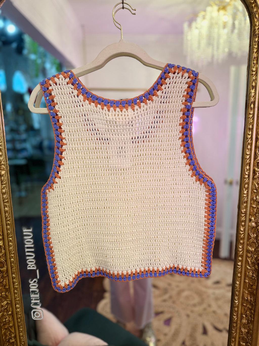 Sunny Days Contrast Crochet Tank