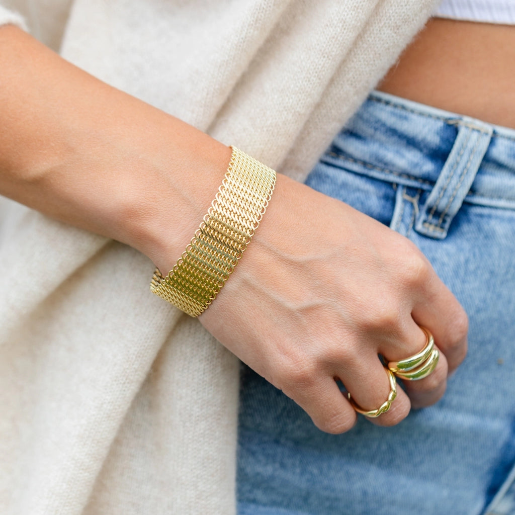 Interwoven Mesh Vibe Cuff Bracelet