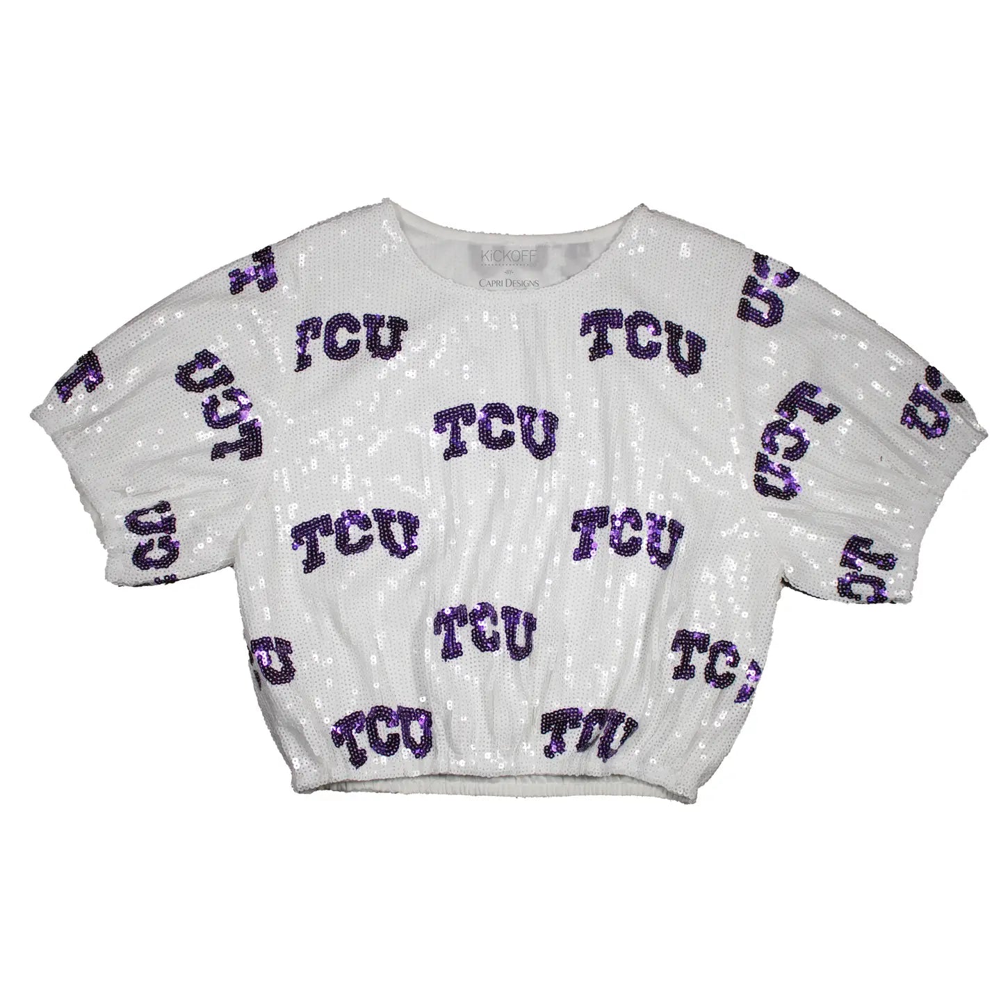 College Logo Sequin Crop Top