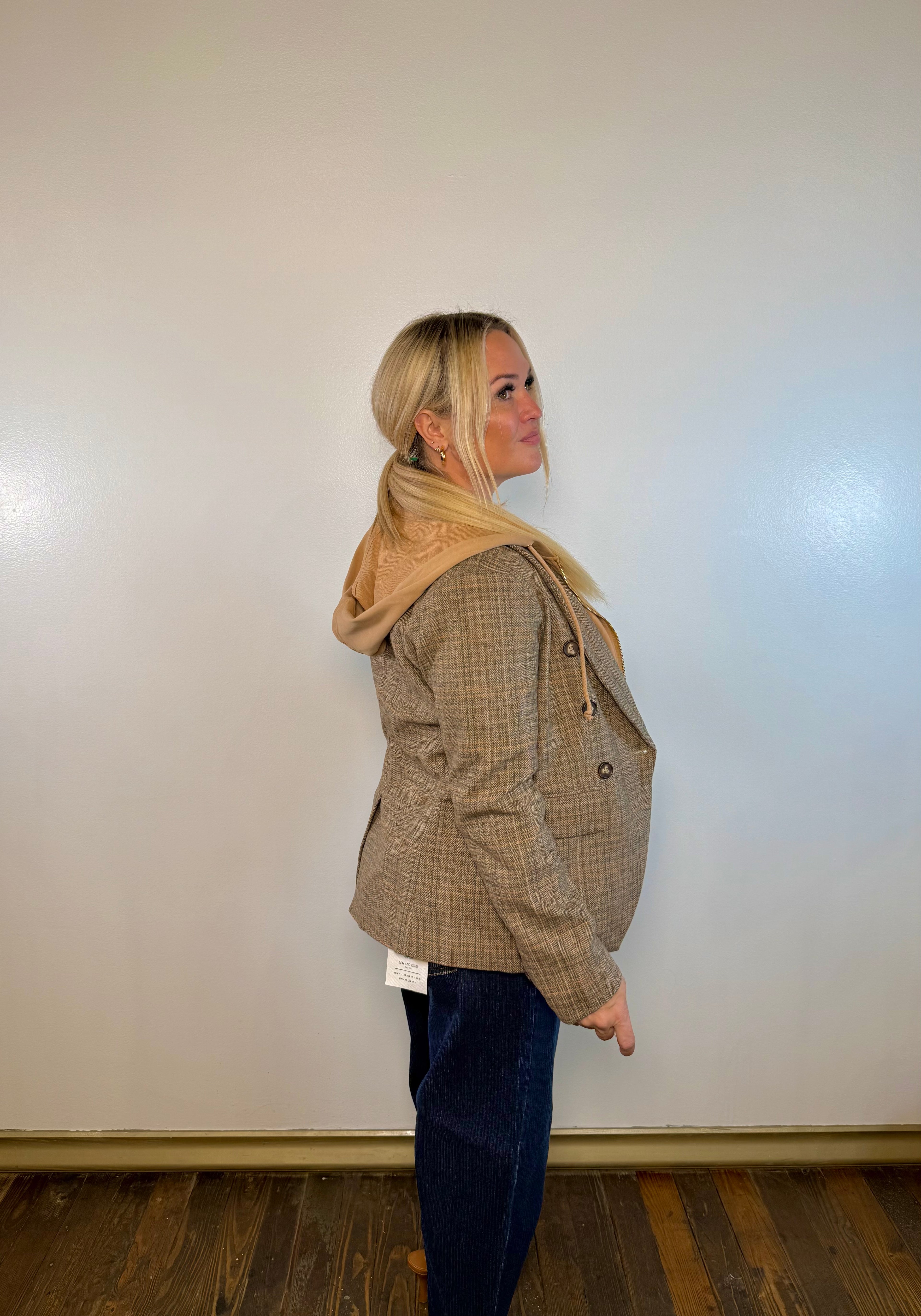 Herringbone Hoodie Blazer