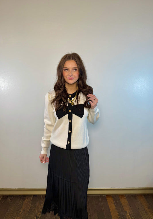 Pearls & Bows Knit Cardigan