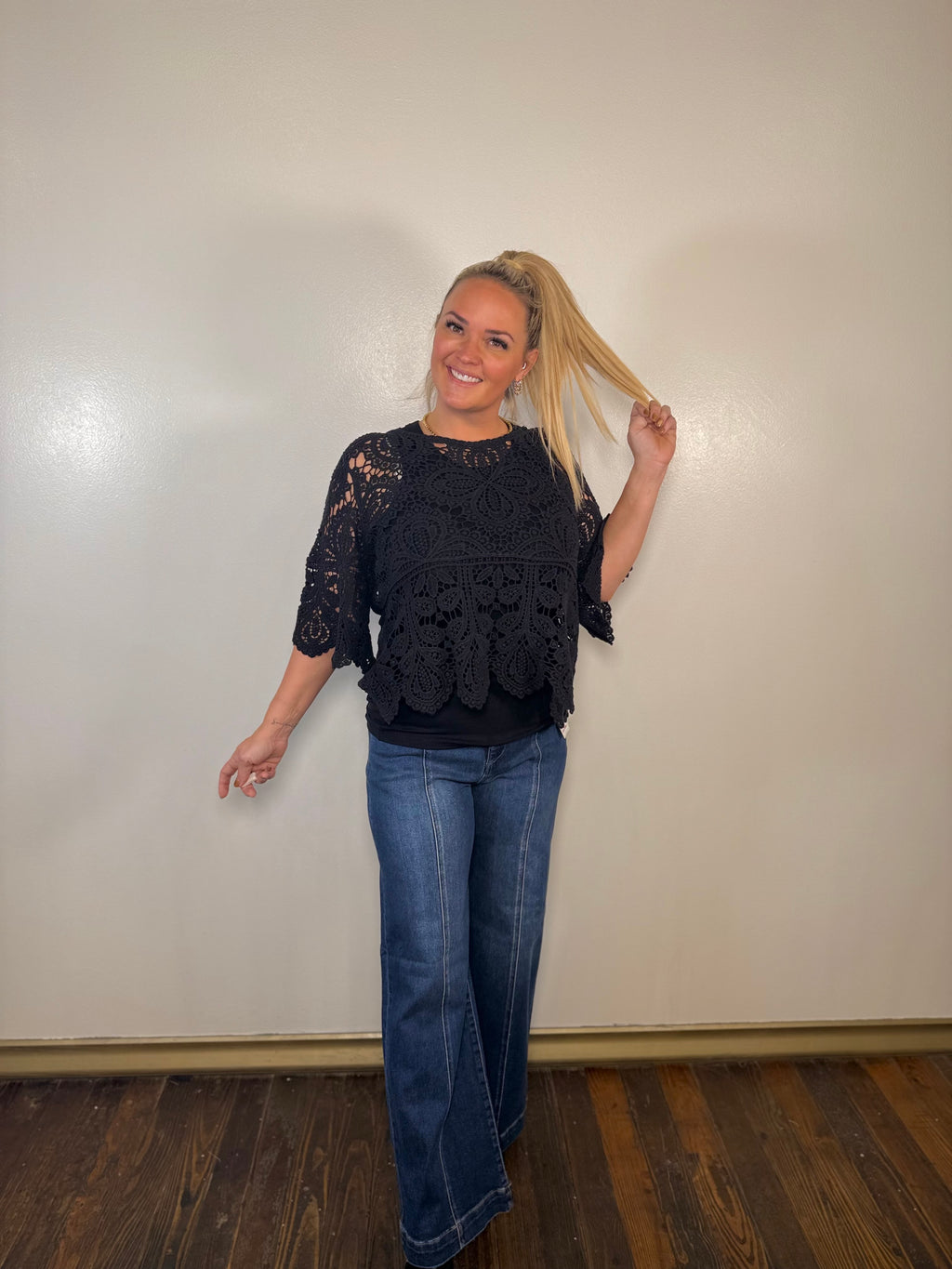 Mid Rise Fit Wide Leg Wide Hem Jeans | Risen Jeans | PLUS SIZE AVAILABLE