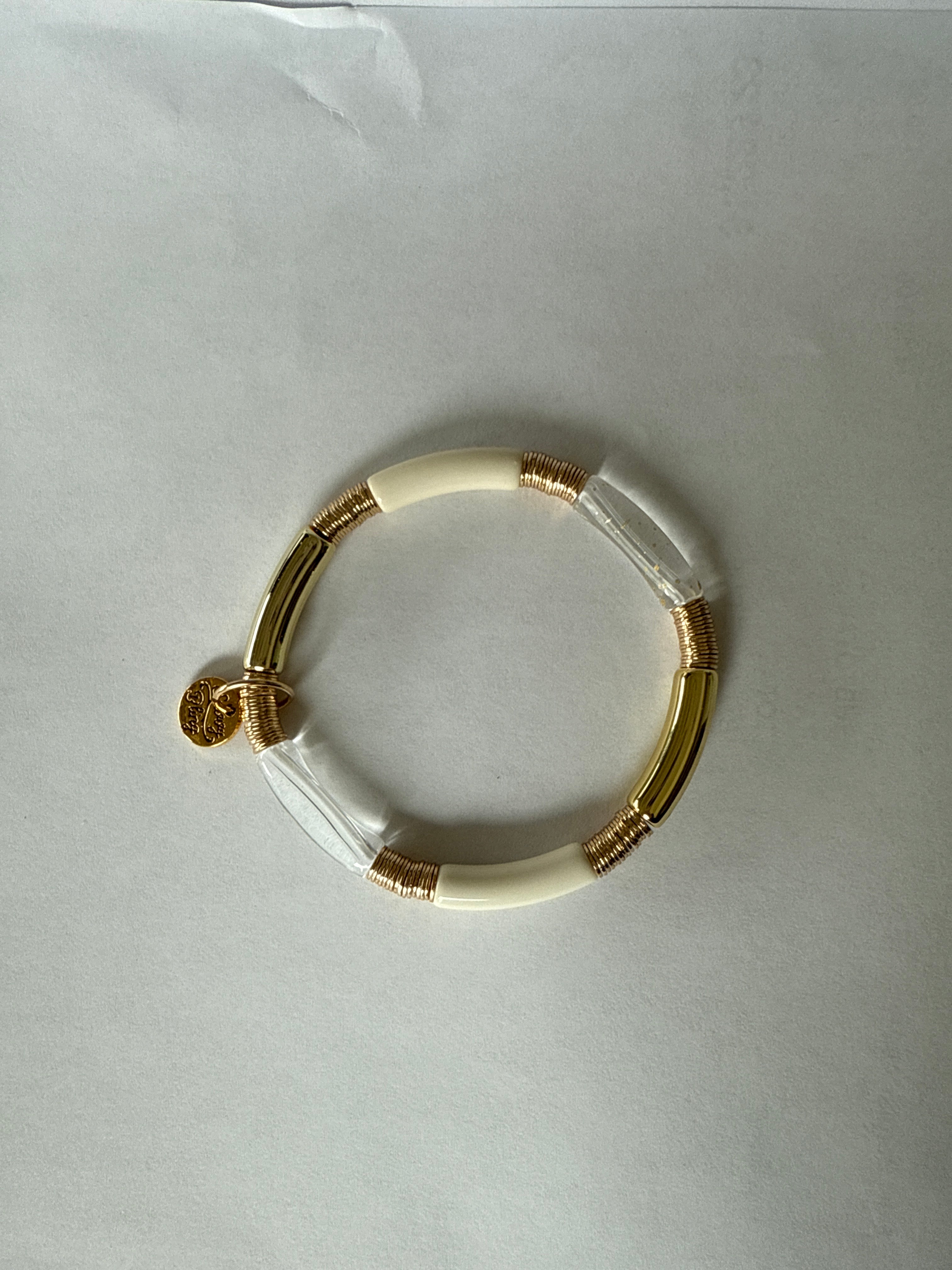 Small Gold Acrylic Bamboo Tube Bracelet