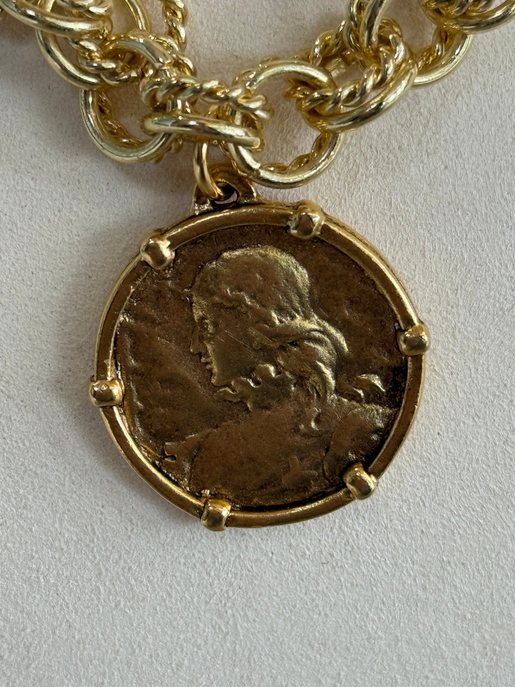Antique Gold Plated Coin Necklace