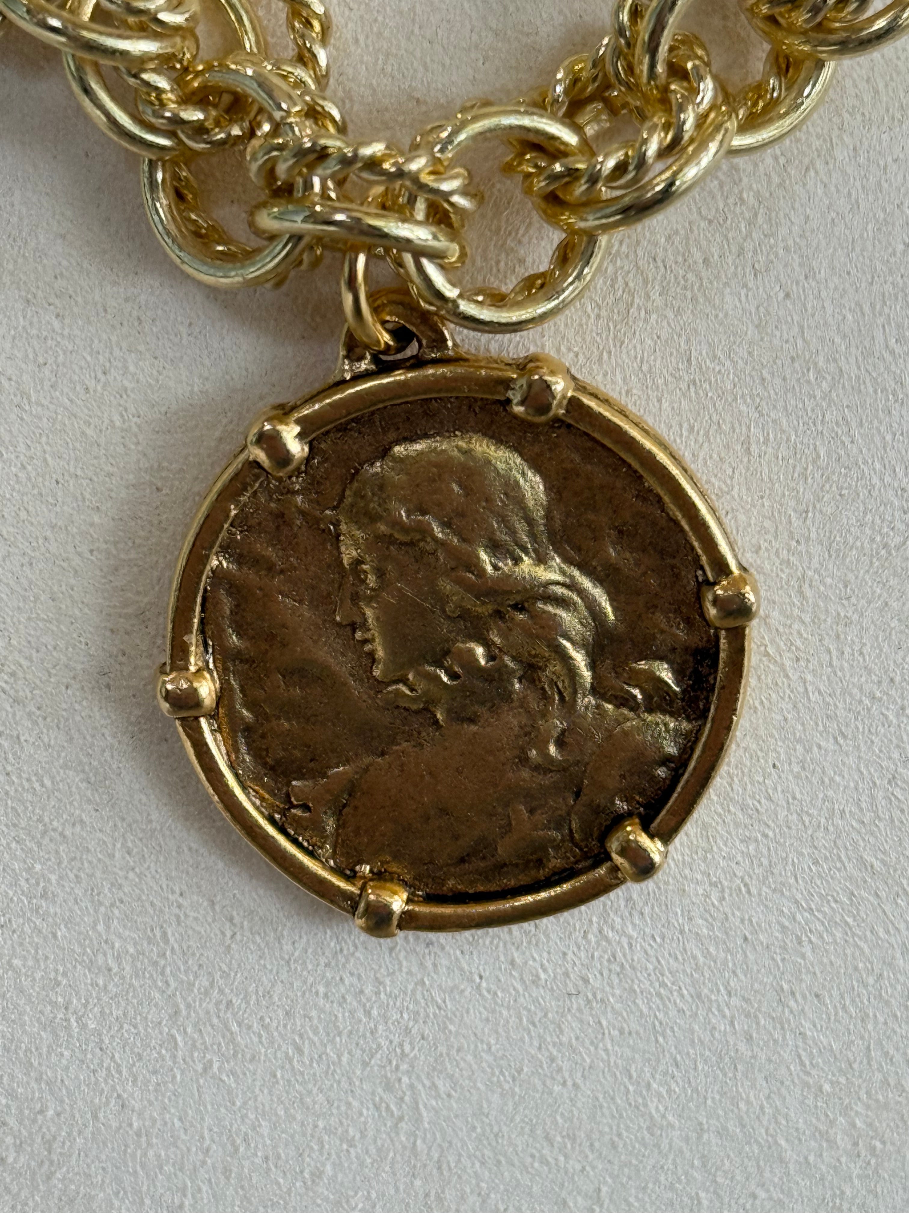 Antique Gold Plated Coin Necklace