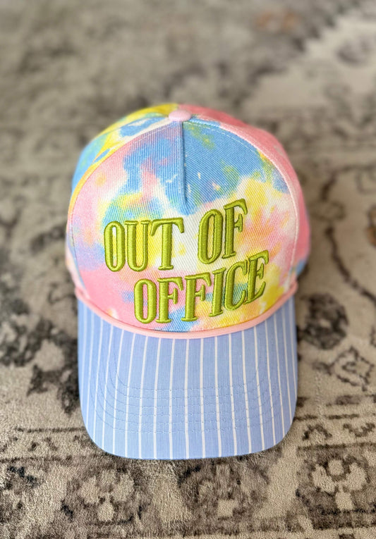 Embroidered Baseball Cap - "Out of Office" - Tie Dye