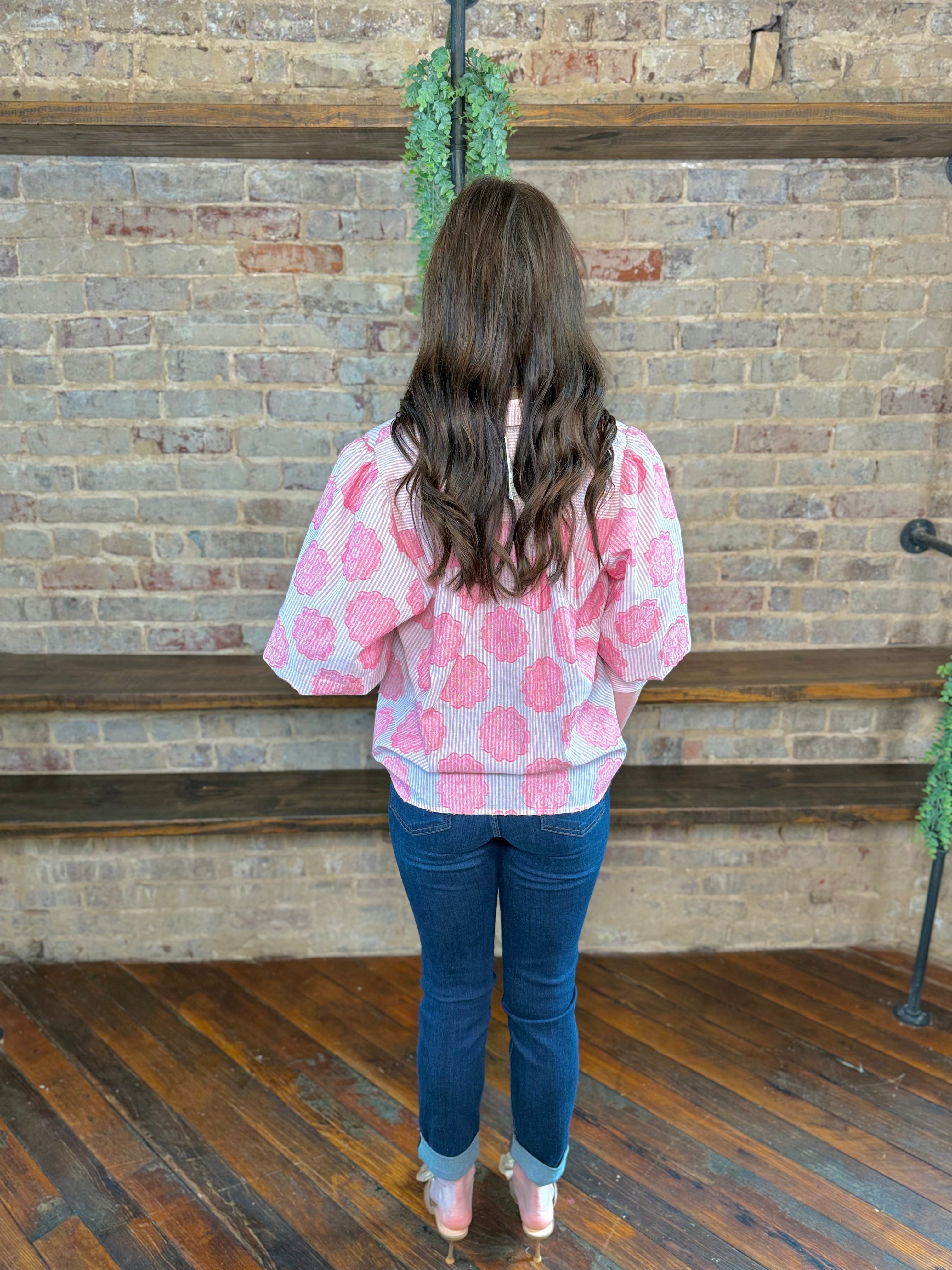 Petal Bloom Button-Up Blouse