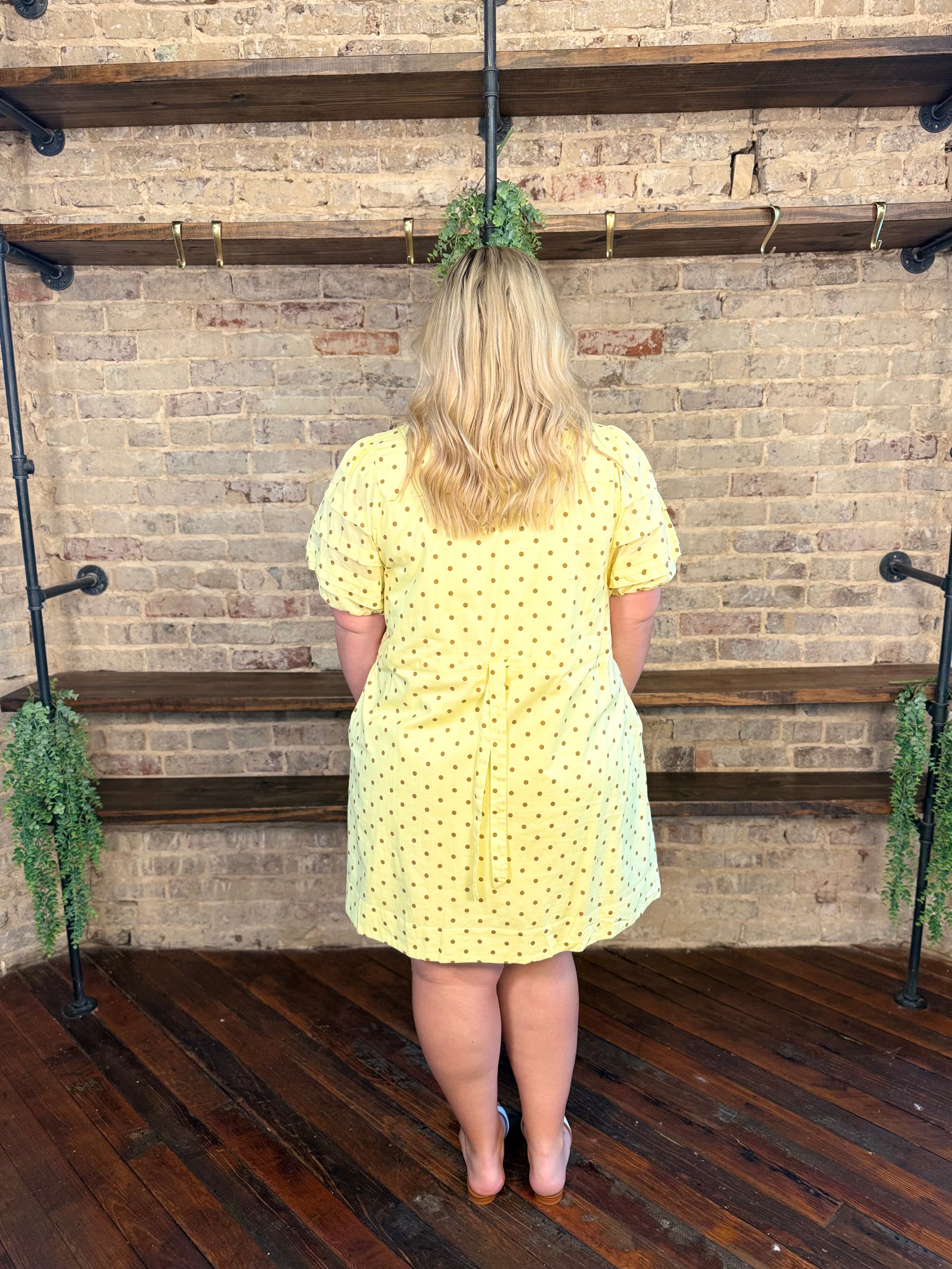 PLUS SIZE | Polka Dot Puff Short Dress