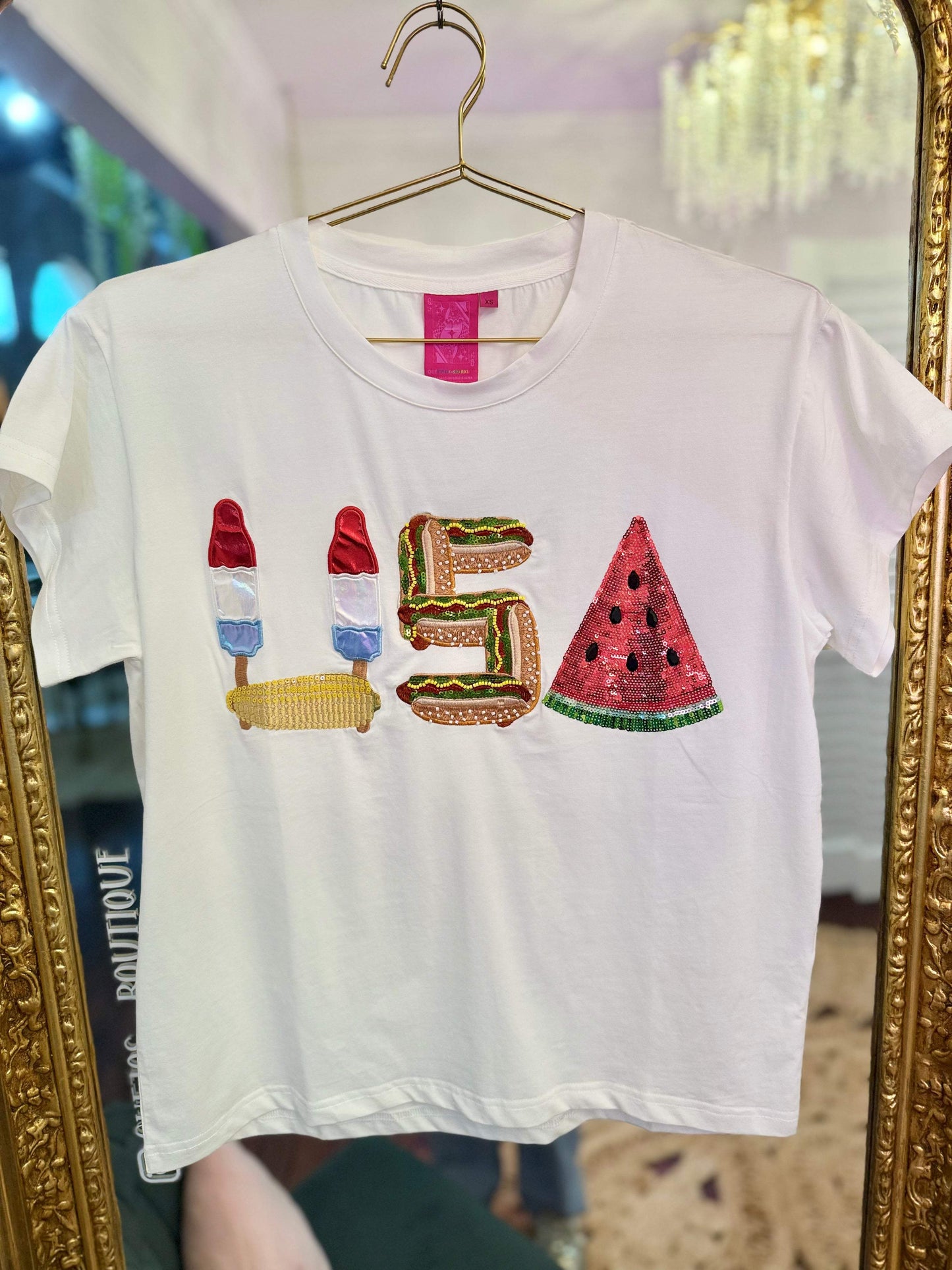 White 'USA' Icon Tee | PLUS SIZE AVAILABLE | Queen of Sparkles