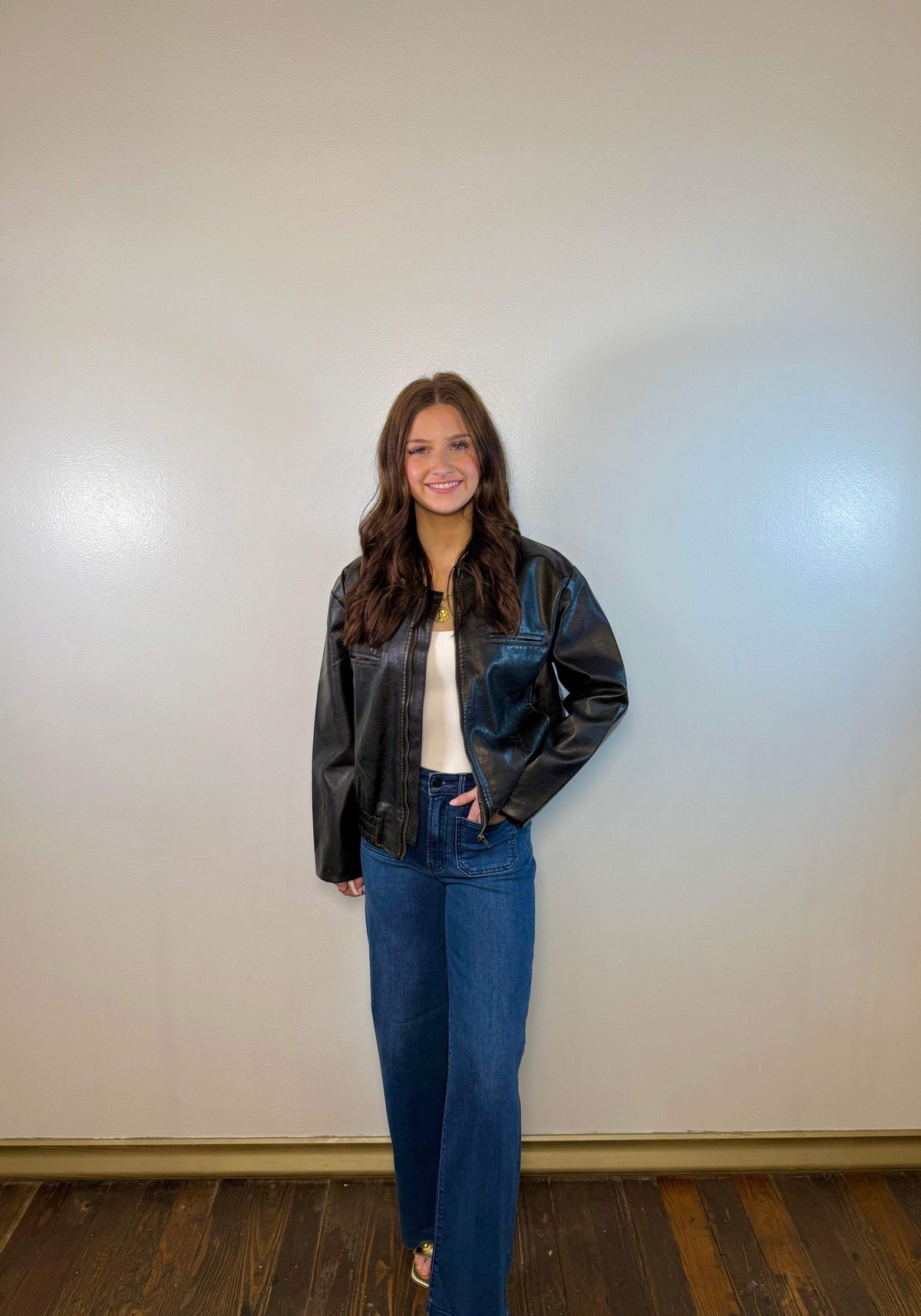 Zion Washed Leather Zip Up Jacket