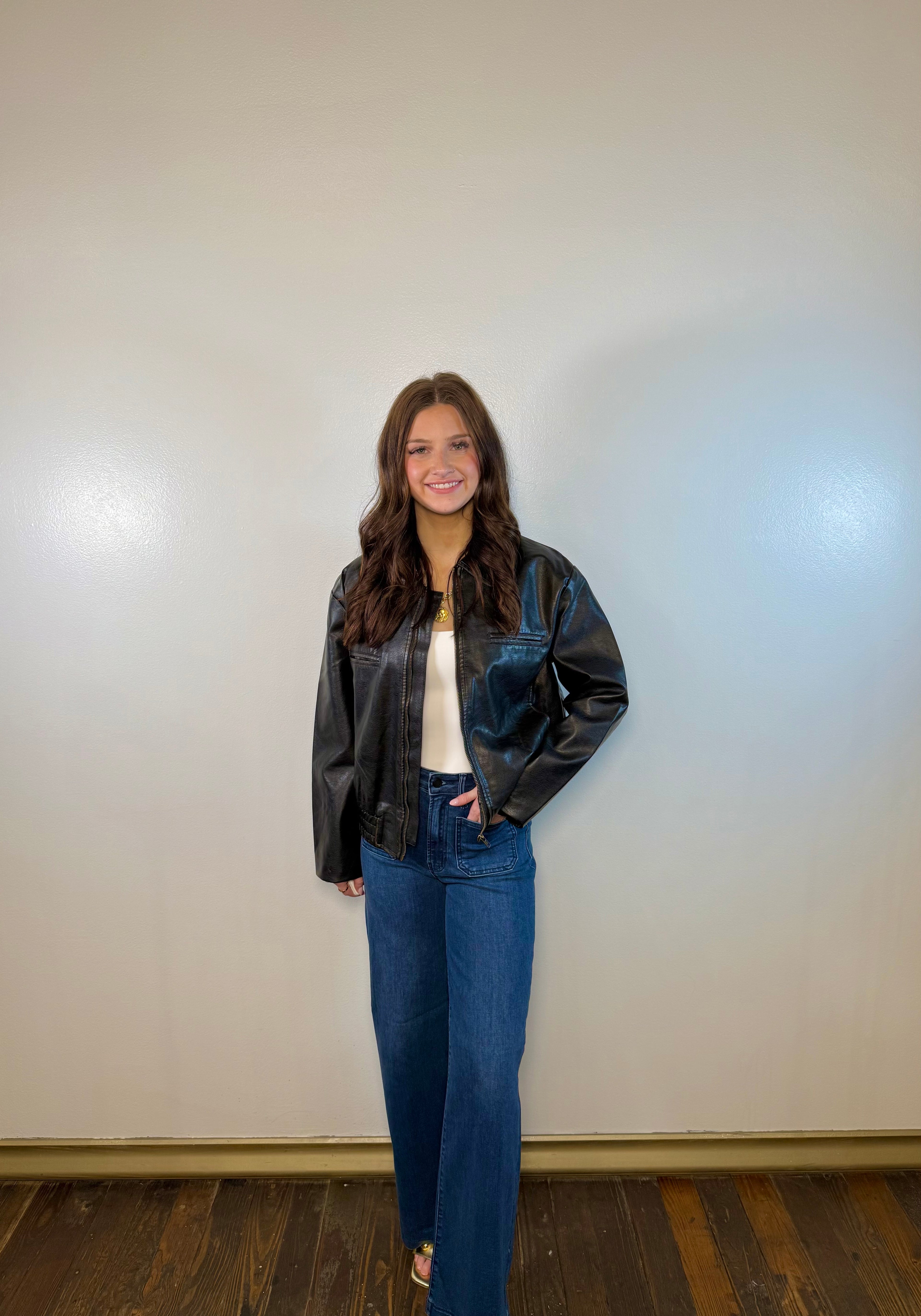 Zion Washed Leather Zip Up Jacket